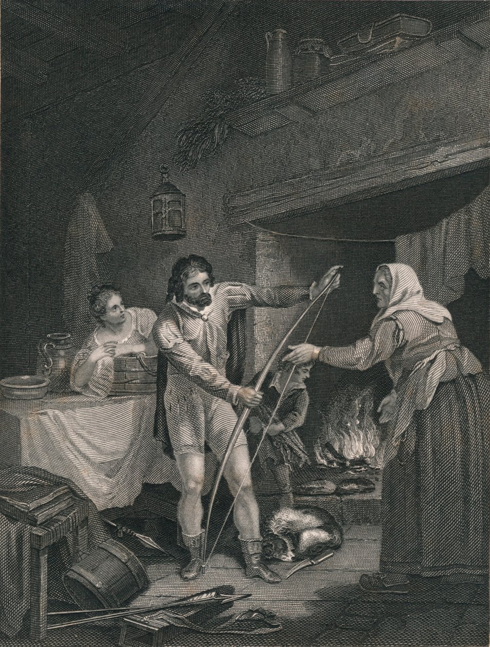 Alfred in the Neatherds Cottage, midten av 1800-tallet. av J. Rogers