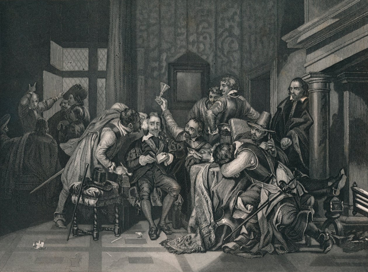 Charles den første i vaktrommet, 1649, midten av 1800-tallet. av J. Rogers