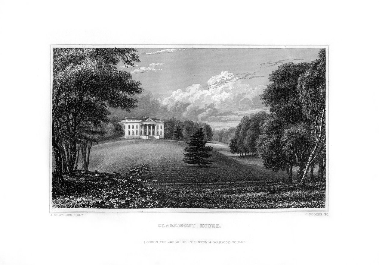Claremont House, Esher, Surrey, 1829. av J. Rogers