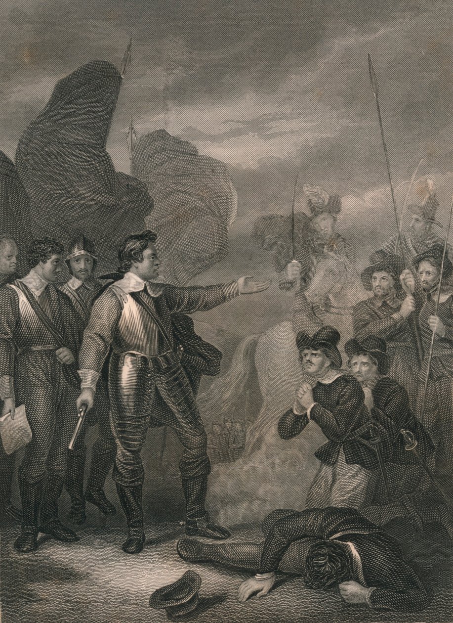 Cromwell undertrykker mytteriet i hæren, ca 1640-tallet, midten av 1800-tallet. av J. Rogers