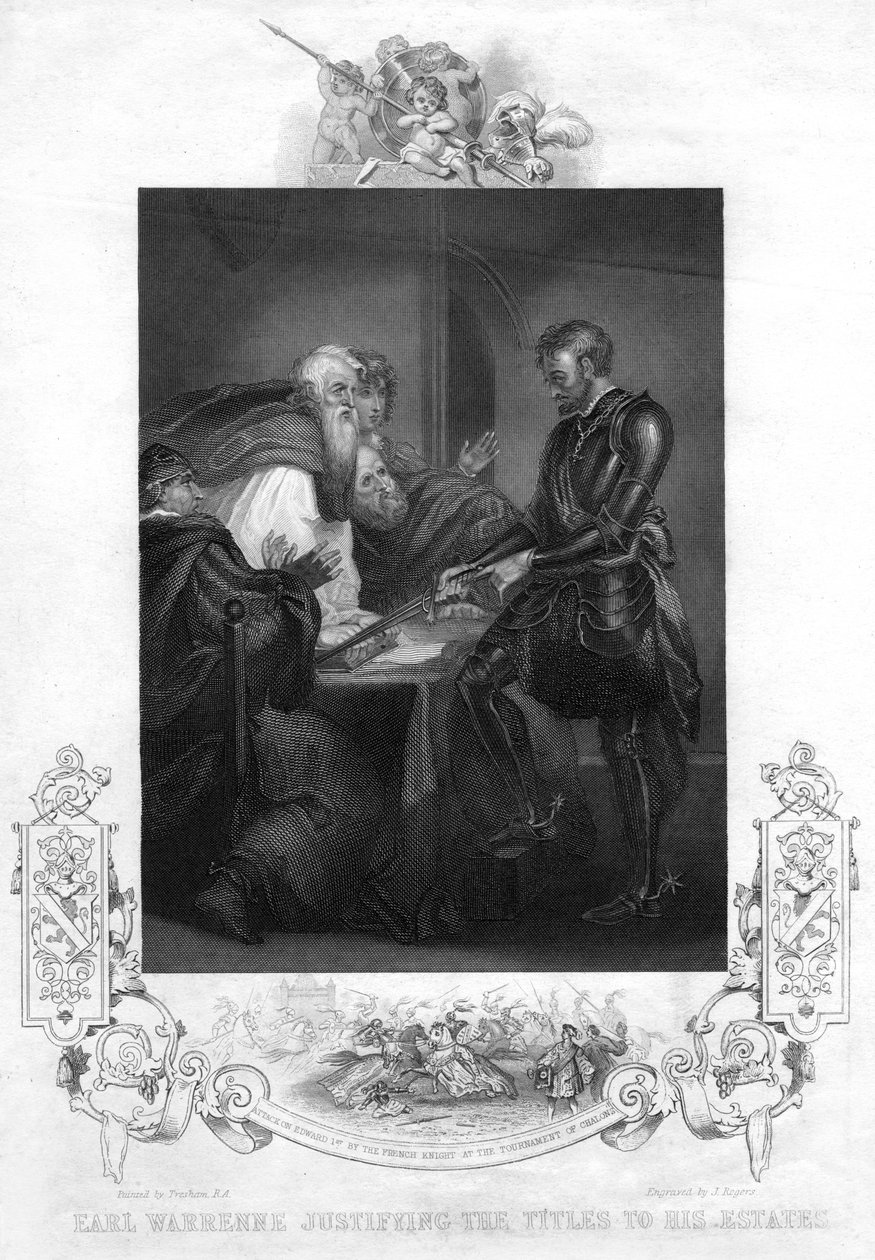Earl Warenne rettferdiggjør tittelen til eiendommene hans av J. Rogers