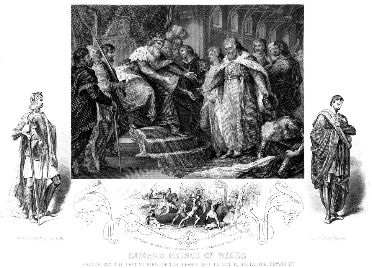 Edward, prins av Wales 1330-1376, 1800-tallet. av J. Rogers