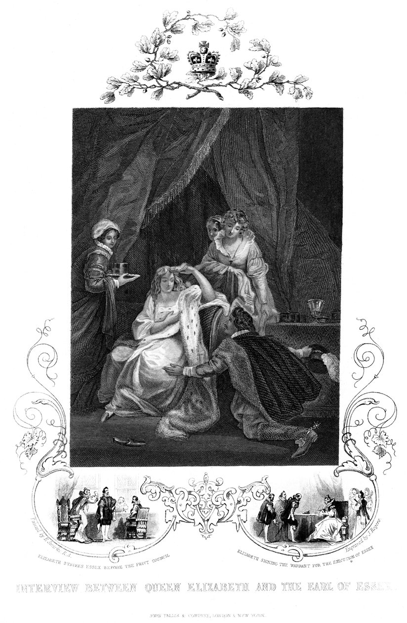 Intervju mellom dronning Elizabeth og jarlen av Essex, 1800-tallet. av J. Rogers