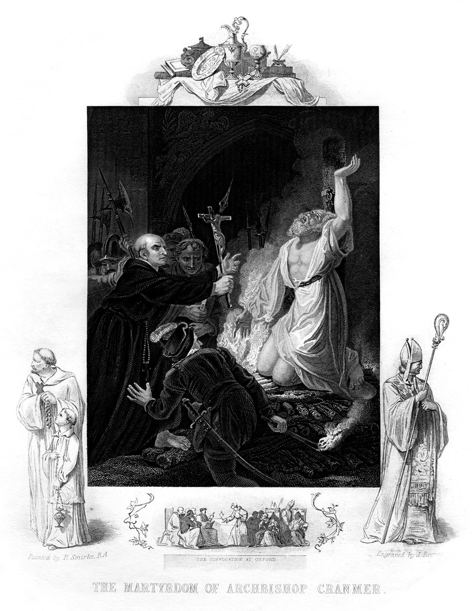 Erkebiskop Cranmers martyrium, 1556, 1877 av J. Rogers