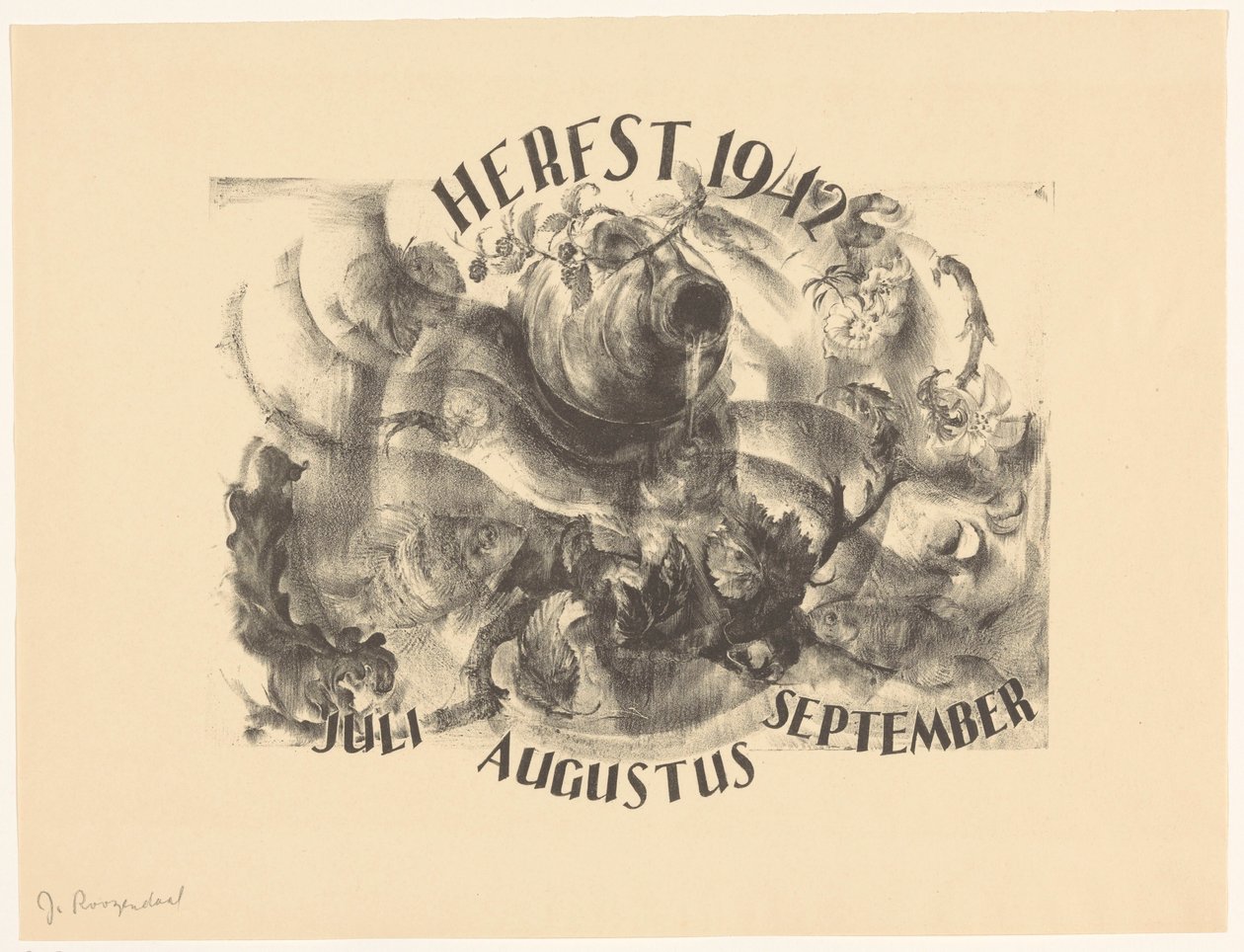 Foaie de calendar toamna anului 1942 norvegian av J. Roozendaal