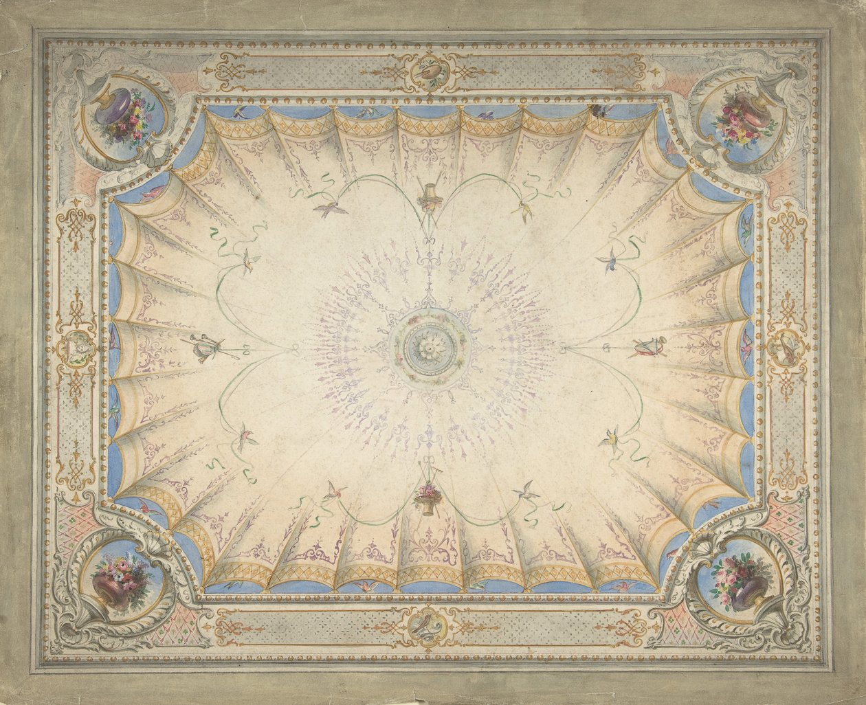 Takdesign for Boudoir, Ardgowan, ca. 1868. av J. S. Pearse.