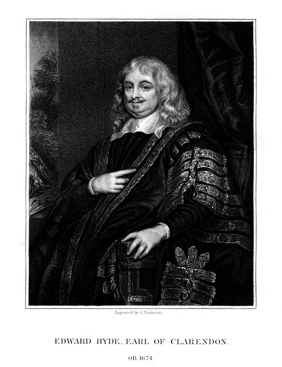 Edward Hyde, 1. jarl av Clarendon, engelsk historiker og statsmann, 1824. av J. Thomson