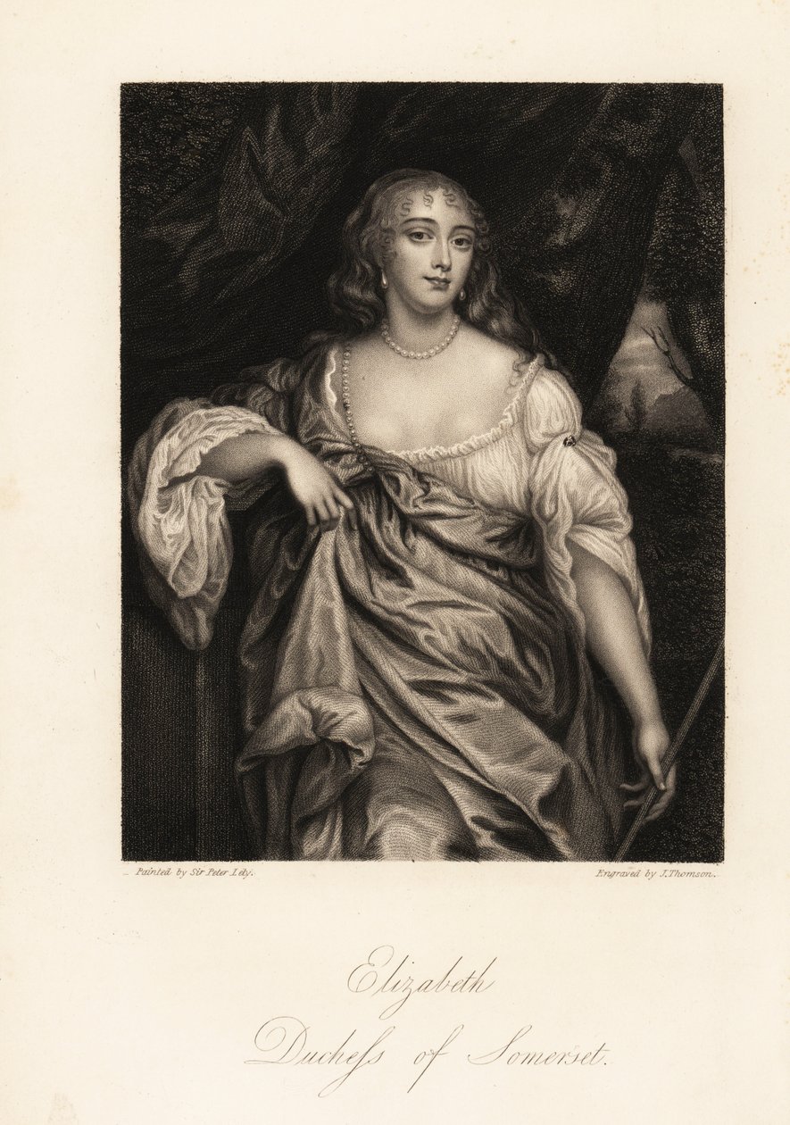 Portrett av Lady Elizabeth Seymour, hertuginne av Somerset, tidligere Elizabeth Percy, arving og venn til dronning Anne av J. Thomson