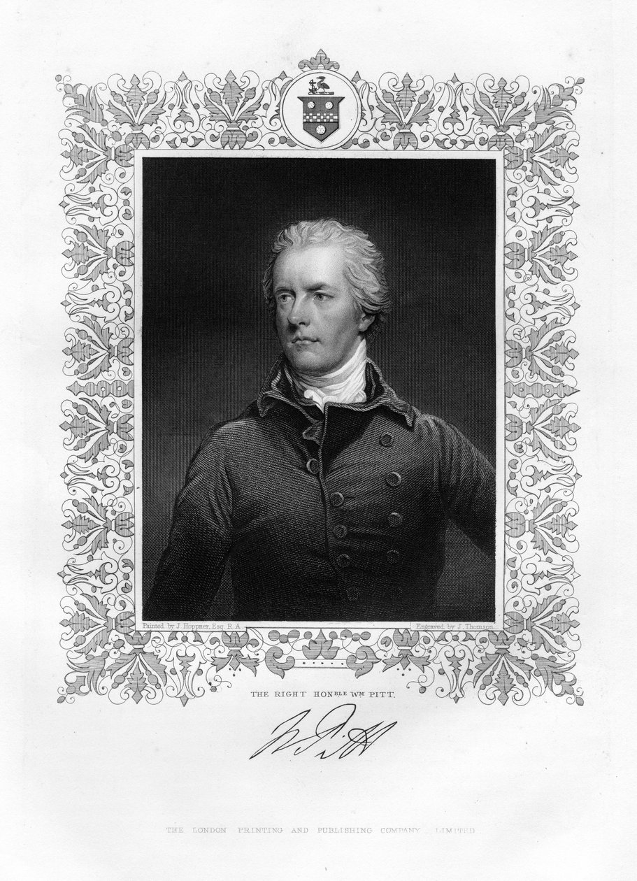 William Pitt, den yngre, britisk politiker og statsminister, 1800-tallet av J. Thomson