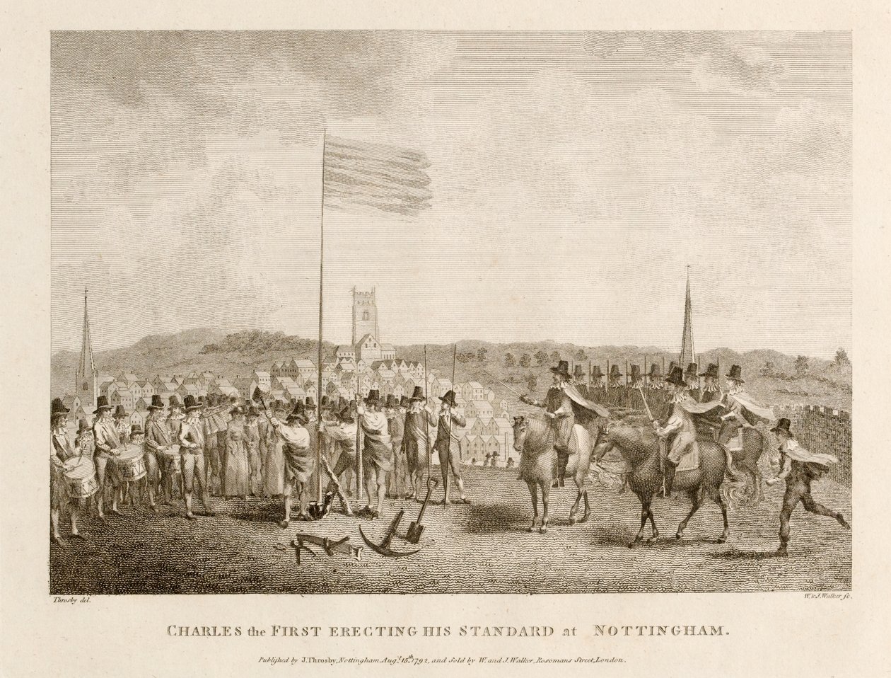 Charles den første som reiste sin standard i Nottingham av J. Throsby
