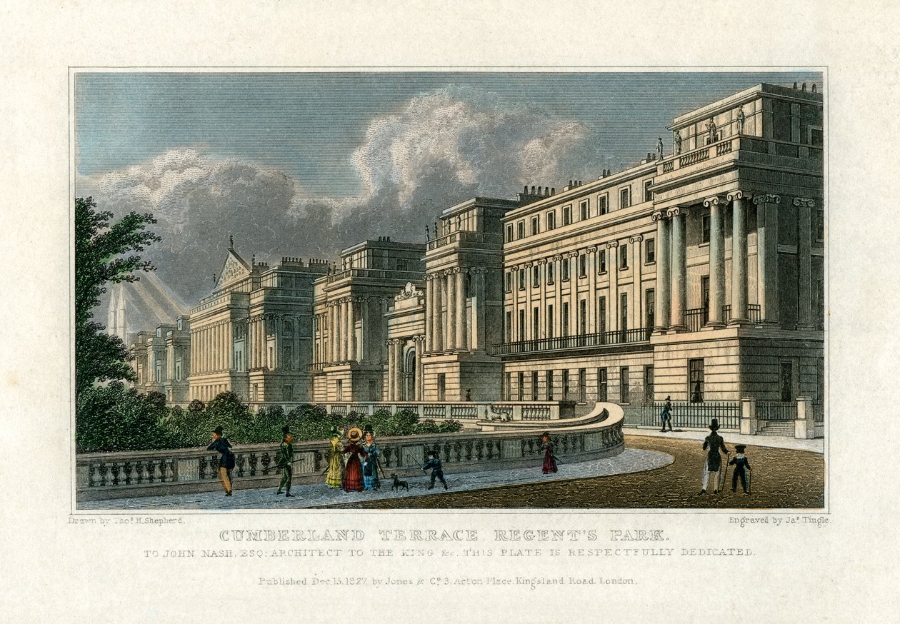 Cumberland Terrace, Regents Park, London, 1827 av J. Tingle