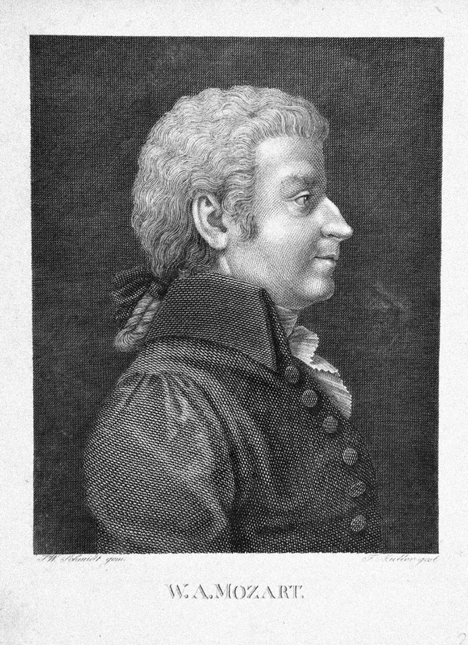 Wolfgang Amadeus Mozart, ca 1825 av J. W. Schmidt