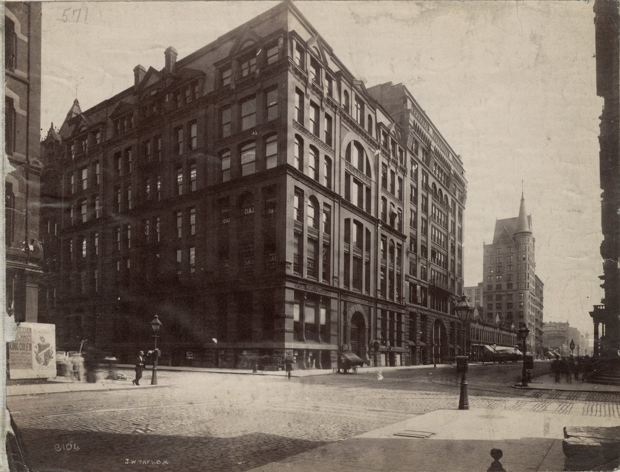 Det sørøstlige hjørnet av Dearborn og Monroe Streets, Chicago, 1890 av J. W. Taylor