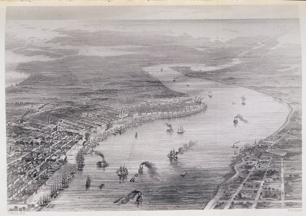 Fugleperspektiv av New Orleans, fra 