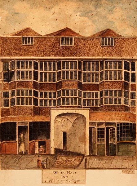 White Hart Inn, Bishopsgate Street, ca. 1810 av J. Williams