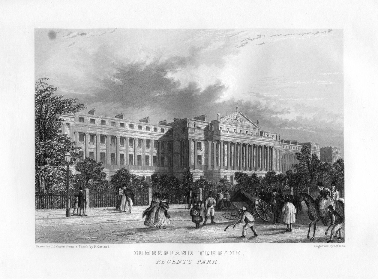 Cumberland Terrace, Regents Park, London, 1800-tallet. av J. Woods