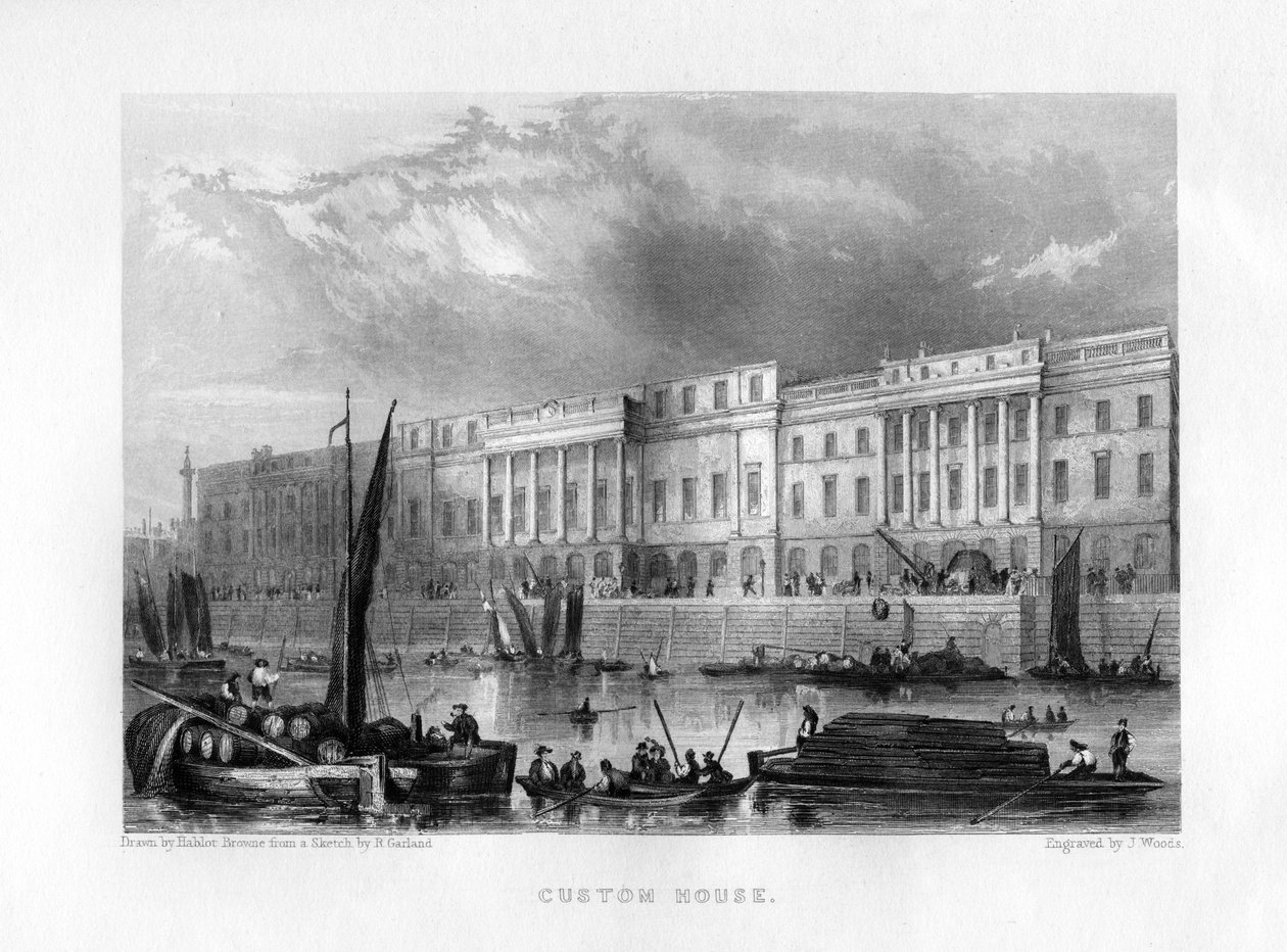 Custom House, London, 1800-tallet. av J. Woods