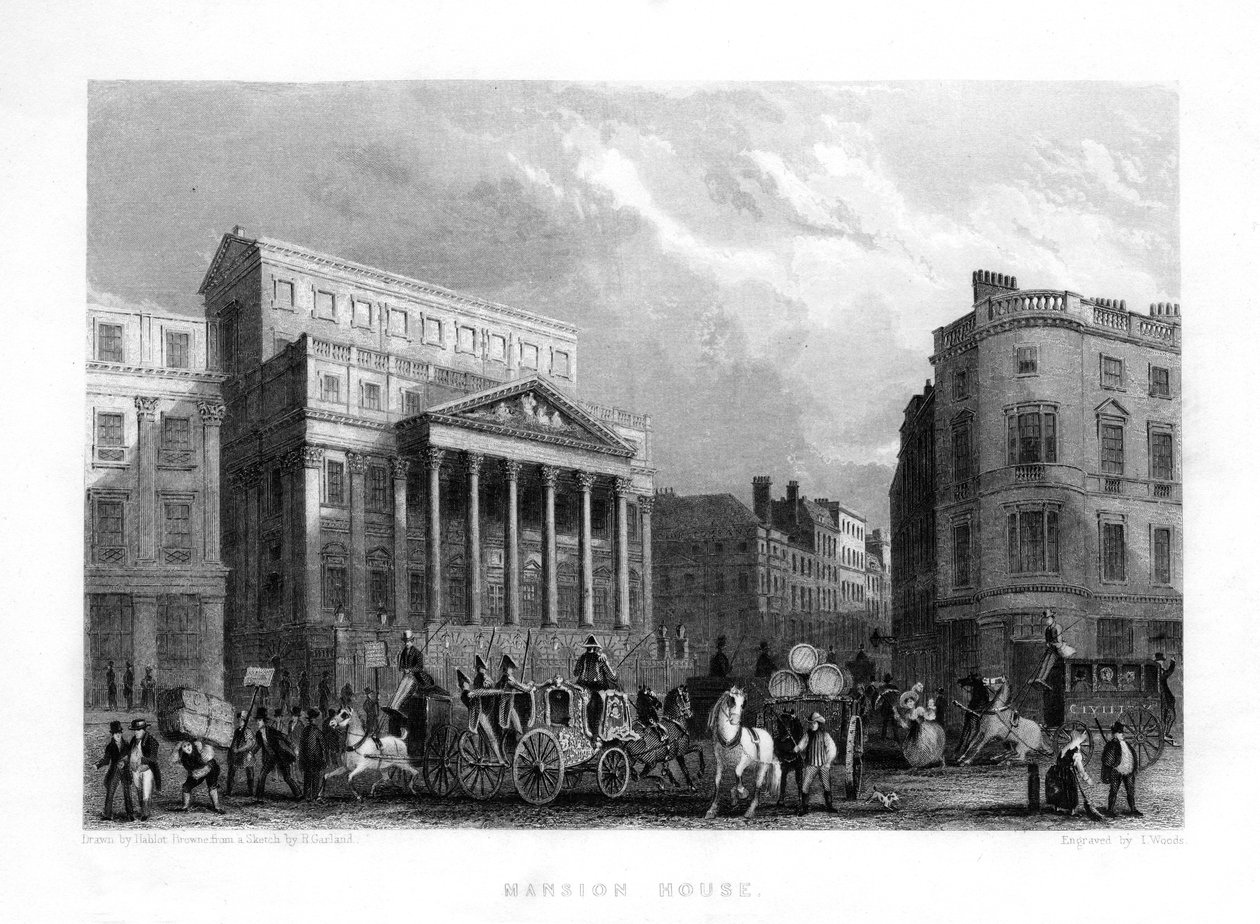 Mansion House, London, 1800-tallet. av J. Woods