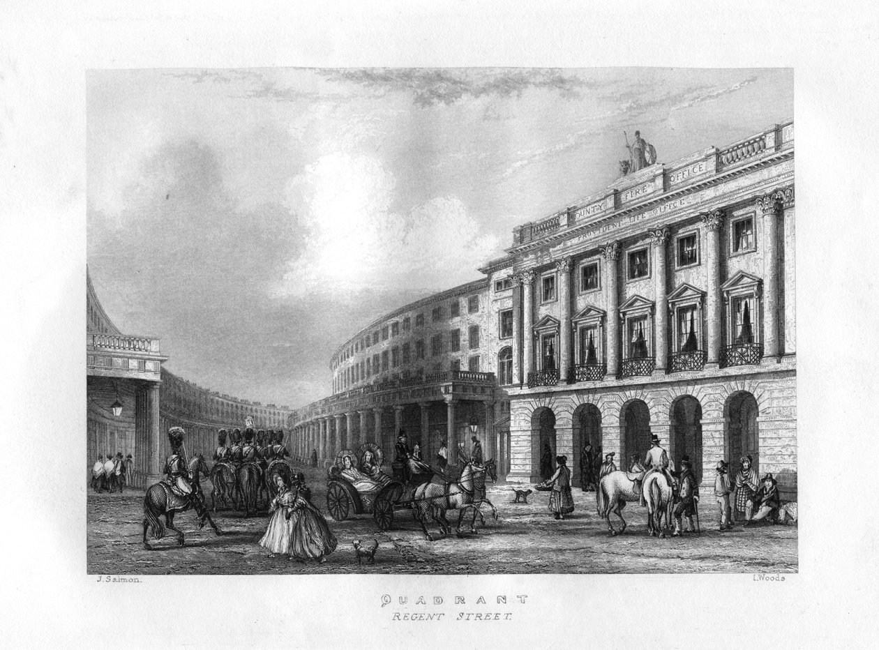 Quadrant, Regent Street, London, 1800-tallet. av J. Woods