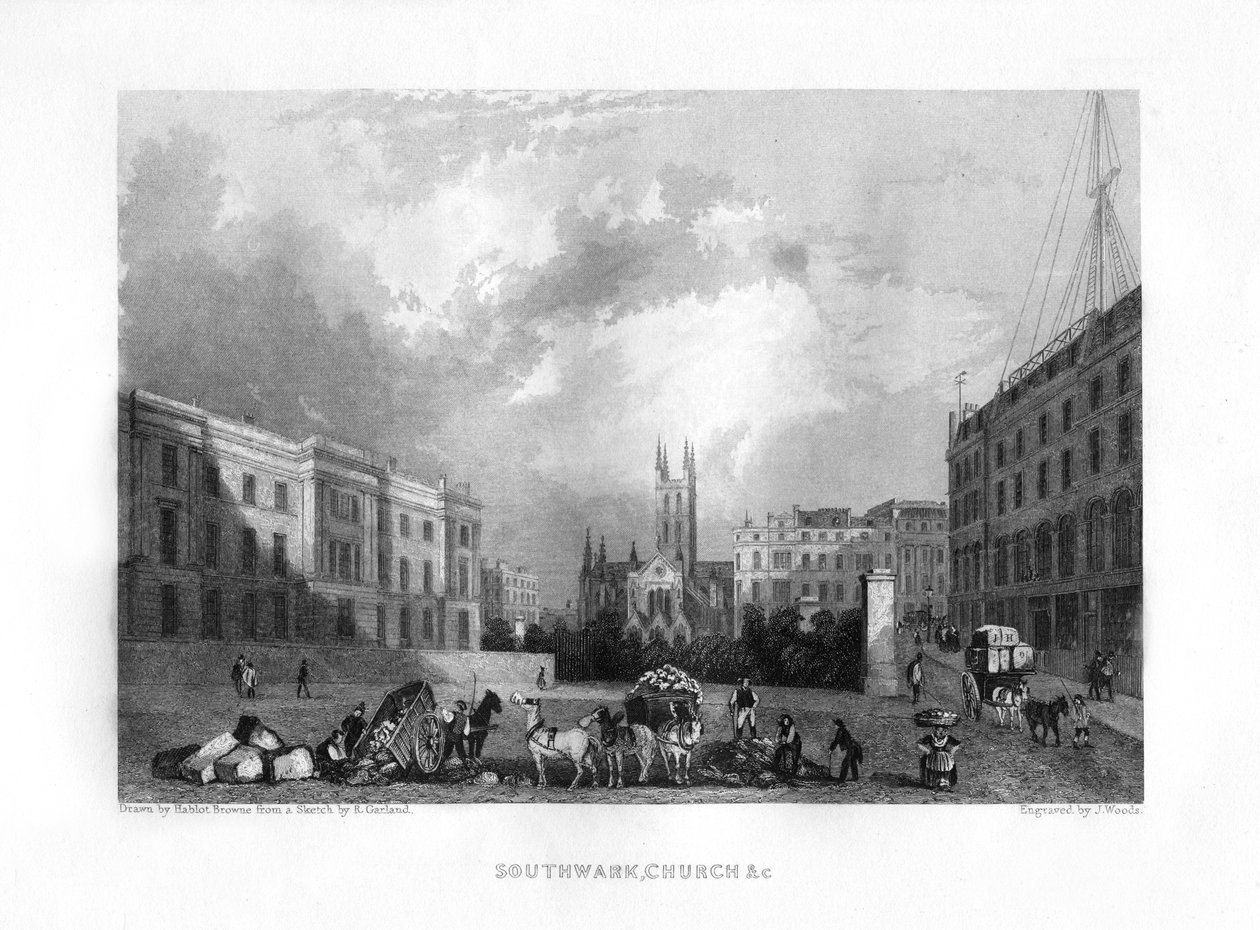 Southwark Cathedral, London, 1800-tallet. av J. Woods
