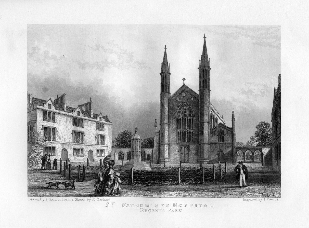 St Katherines Hospital, Regents Park, London, 1800-tallet. av J. Woods