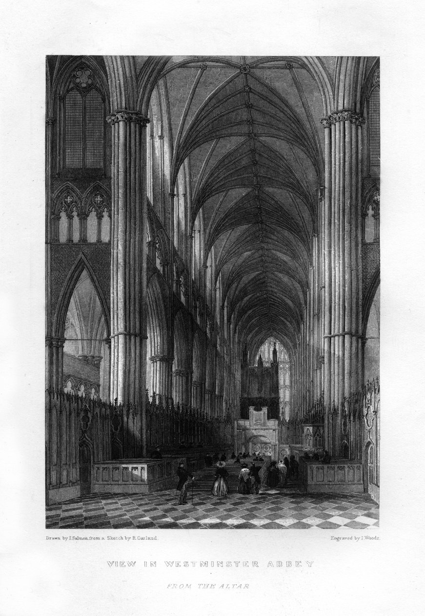 Westminster Abbey fra alteret, London, 1800-tallet. av J. Woods