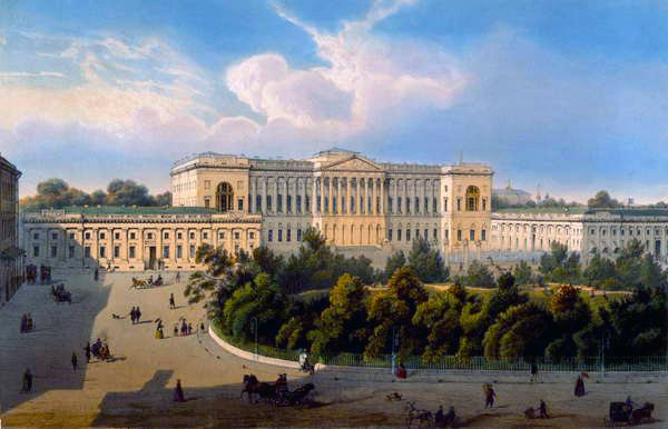 Palace of Grand Duke Mikhail, View from the Square, trykt av Schmidt og Chevalier, utgitt av Lemercier, Paris, 1850-tallet av J. after Charlemagne