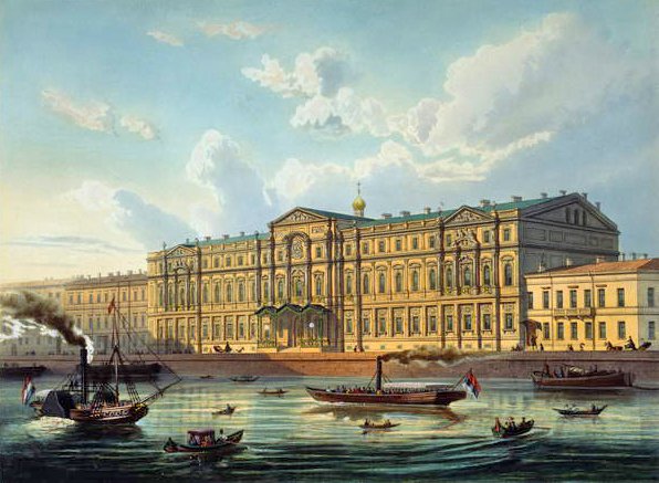 Palace of Grand Duke Mikhail and Palace Embankment, trykt av Jacottet og Bachelier, utgitt av Lemercier, Paris, 1850-tallet av J. after Charlemagne