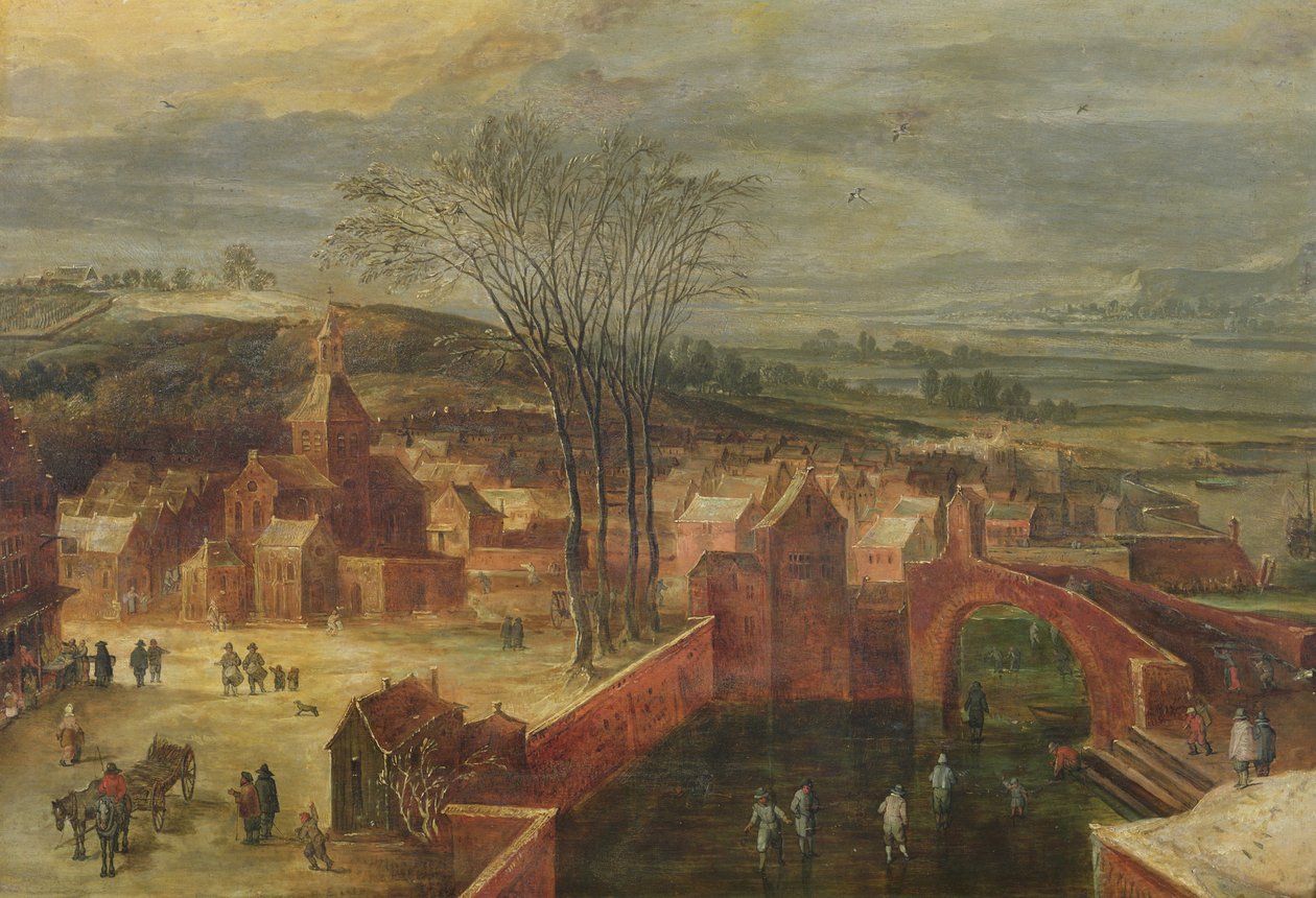 Landskap med skatere av J. and Momper, J. de Brueghel