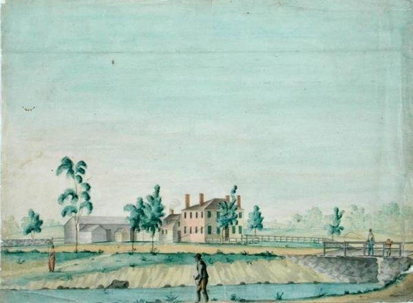 William Rogers House, Billerica, Massachusetts, ca. 1820 (akvarell og blekk på papir) av Jabez Ward Barton