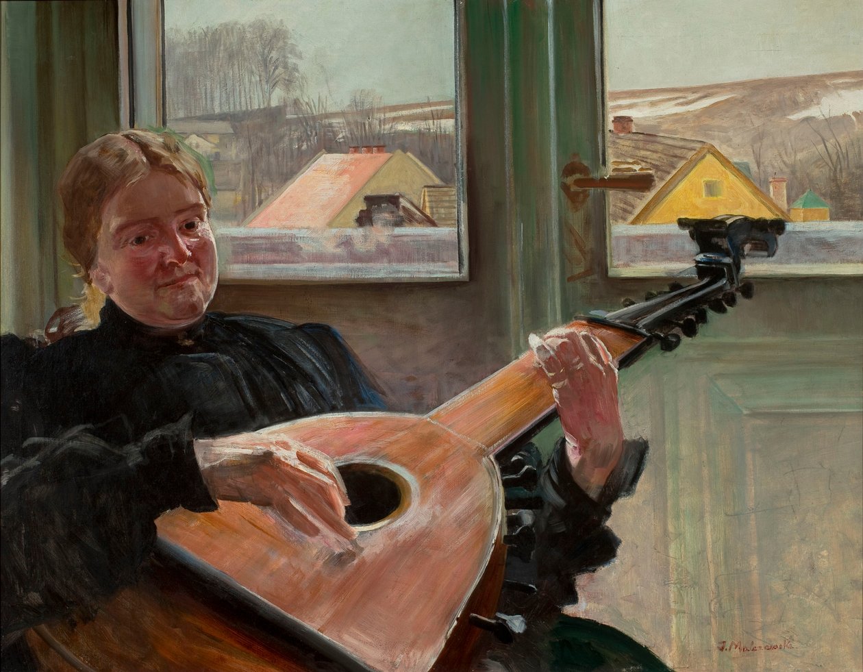 Portrett av kunstnerens søster Helena med en lutt av Jacek Malczewski