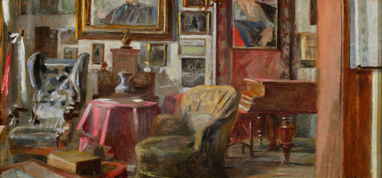 Interiør i salongen i Lusławice av Jacek Malczewski