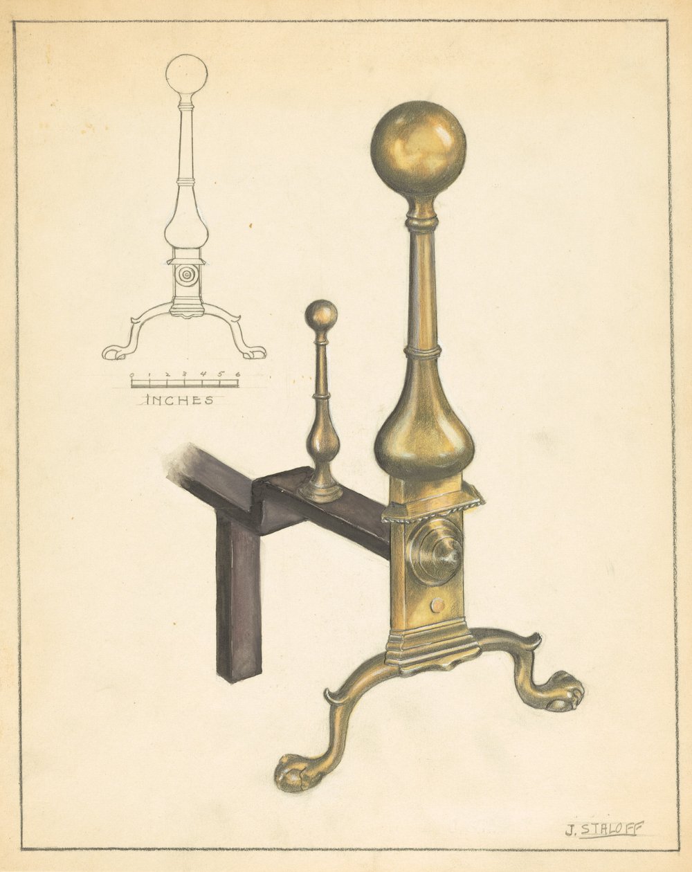 Andiron (en av par) av Jack Staloff