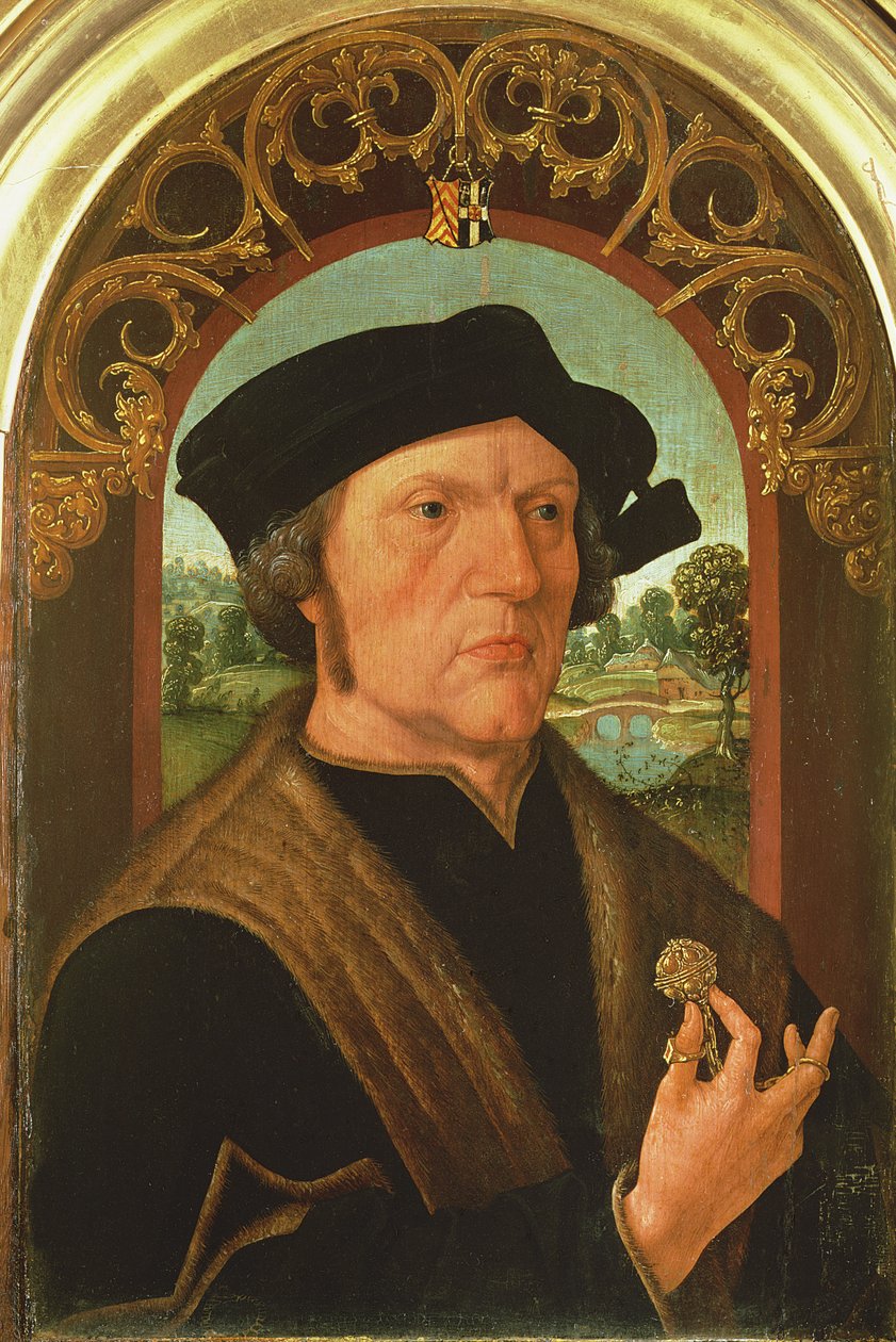 Portrett av en mann foran et vindu av Jacob Cornelisz
