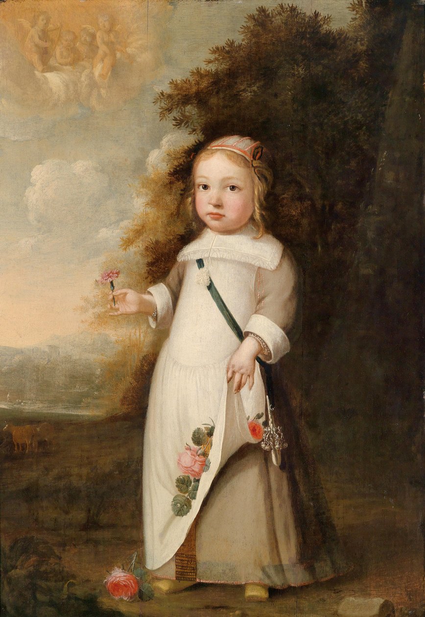 Portrett av et barn med en blomst av Jacob Gerritsz Cuyp