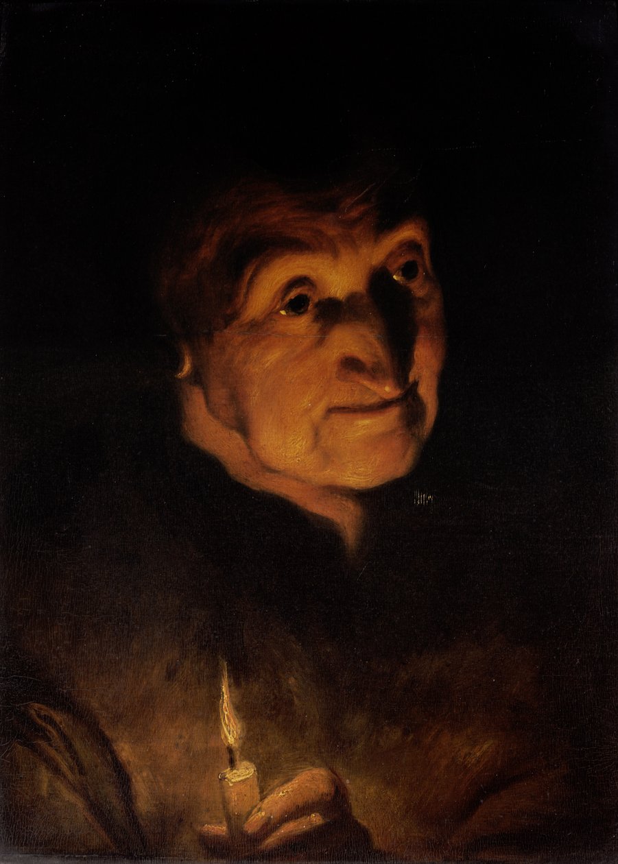 Studie av en gammel kvinne som holder et stearinlys av Jacob Jordaens
