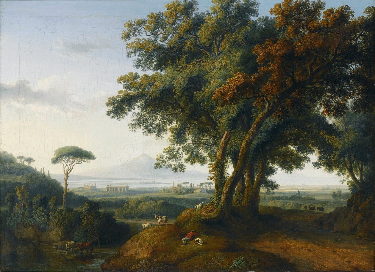 En italiensk Capriccio -utsikt av Jacob Philippe Hackert