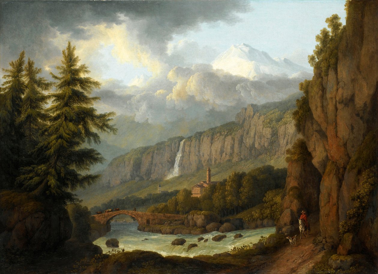 Utsikt over Giornico fra St. Gotthard-passet av Jacob Philipp Hackert