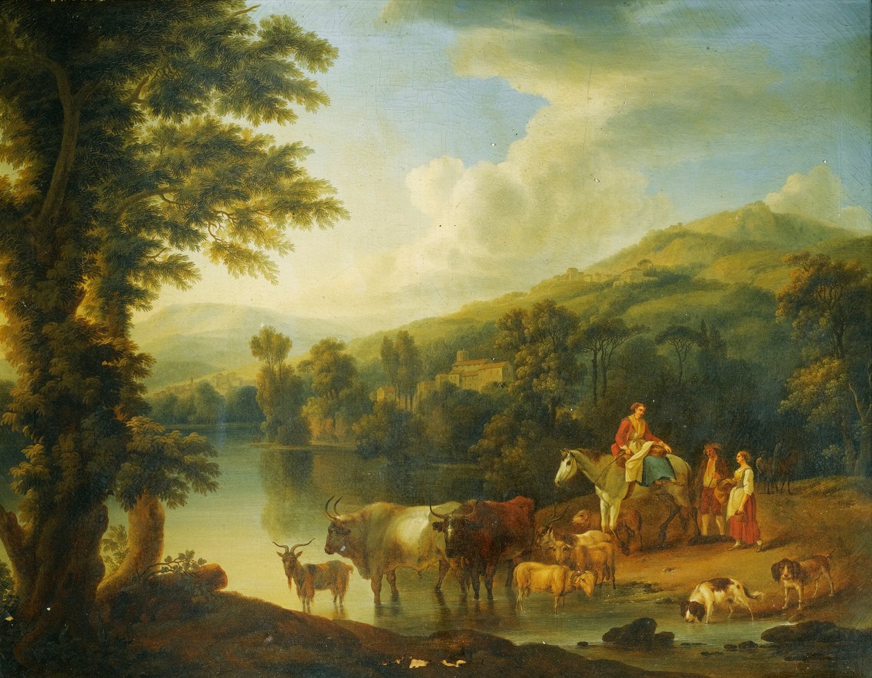 Elvelandskap med en rytter av Jacob Philipp Hackert