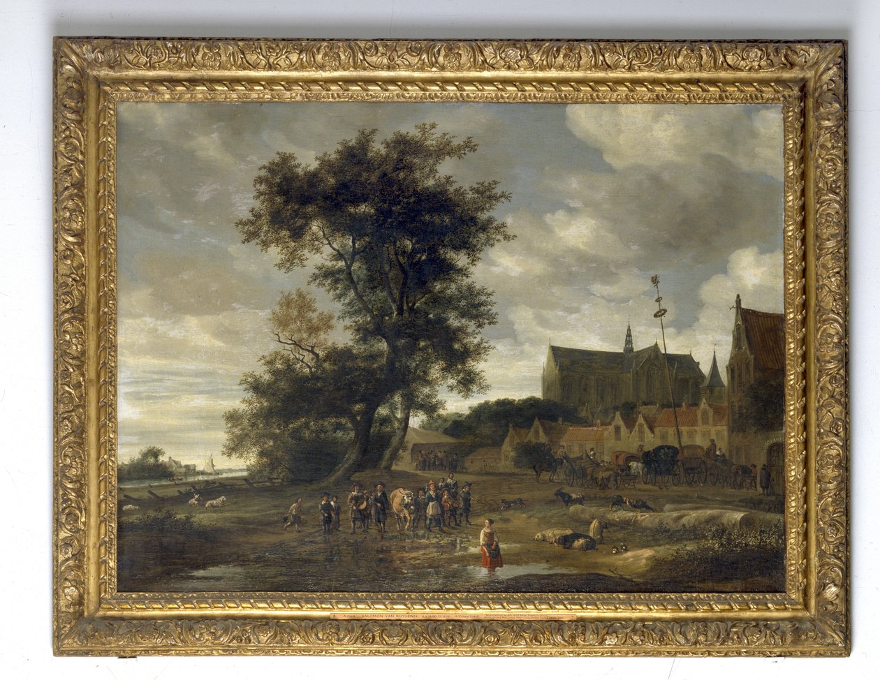 Scene foran en majstang med Alkmaar-kirken i bakgrunnen, 1669 av Jacob van Ruisdael