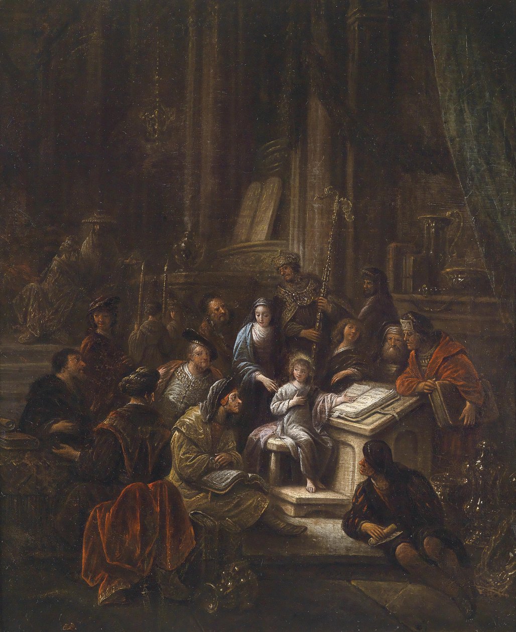 Den tolv år gamle Jesus i templet. av Jacob Willemsz de Wet or Wett