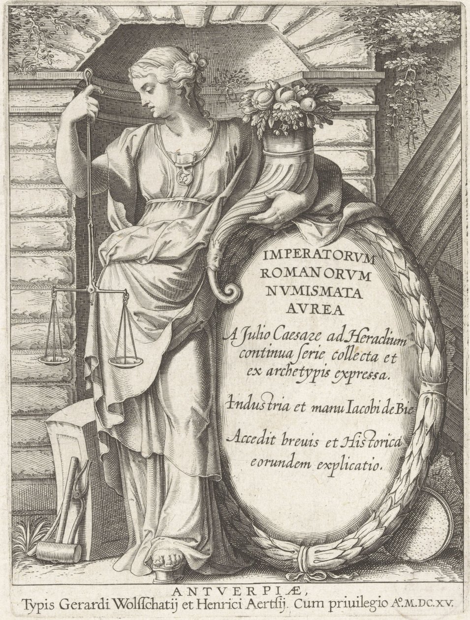 Frontispice av de romerske keiseres gyldne medaljer: En samling gyldne medaljer fra Julius Caesar til Heraclius av Jacob de Bie