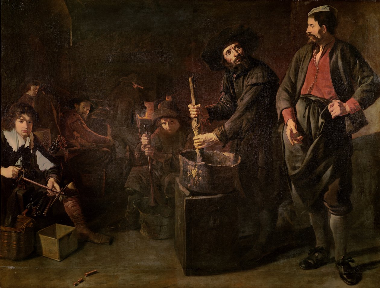 Interiør av et glassverksted i Amsterdam av Jacob or Jacques van Loo