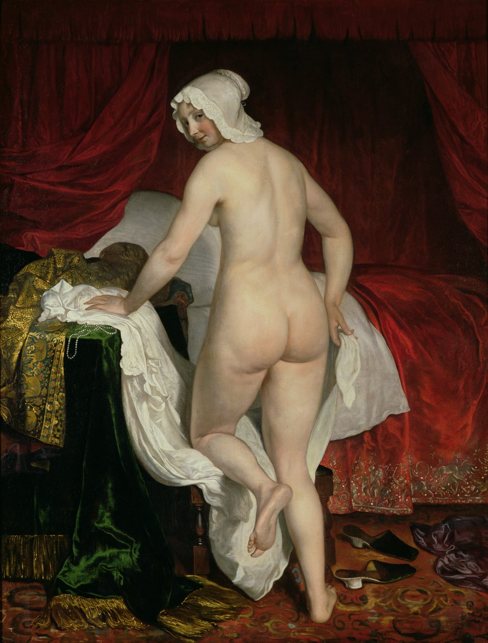 Ung kvinne går til sengs, ca. 1650 av Jacob or Jacques van Loo