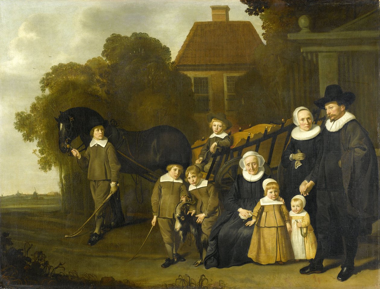 Portrett av Meebeeck Cruywagen -familien nær porten til deres hjem på Uitweg nær Amsterdam av Jacob van Loo  