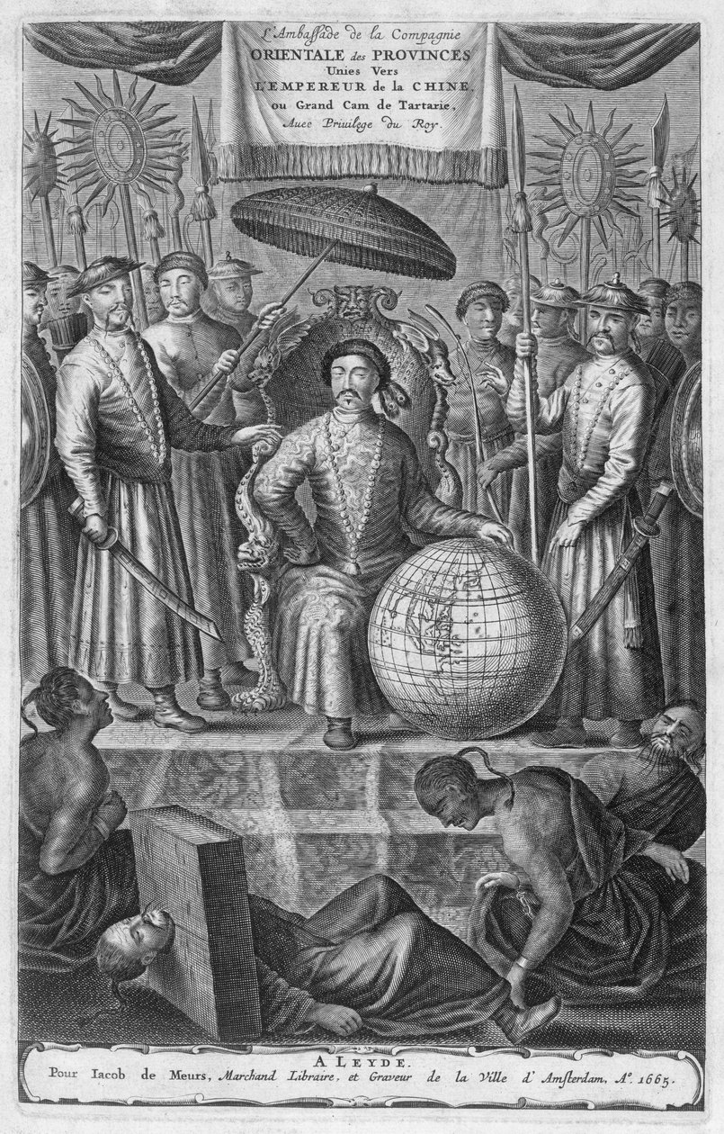 Keiseren av Kina, frontispice til en beretning om en nederlandsk ambassade i Kina, 1665 av Jacob van Meurs