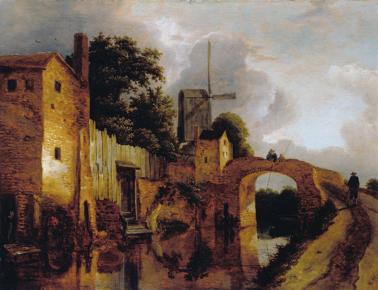 Kanal med bro av Jacob van Ruisdael