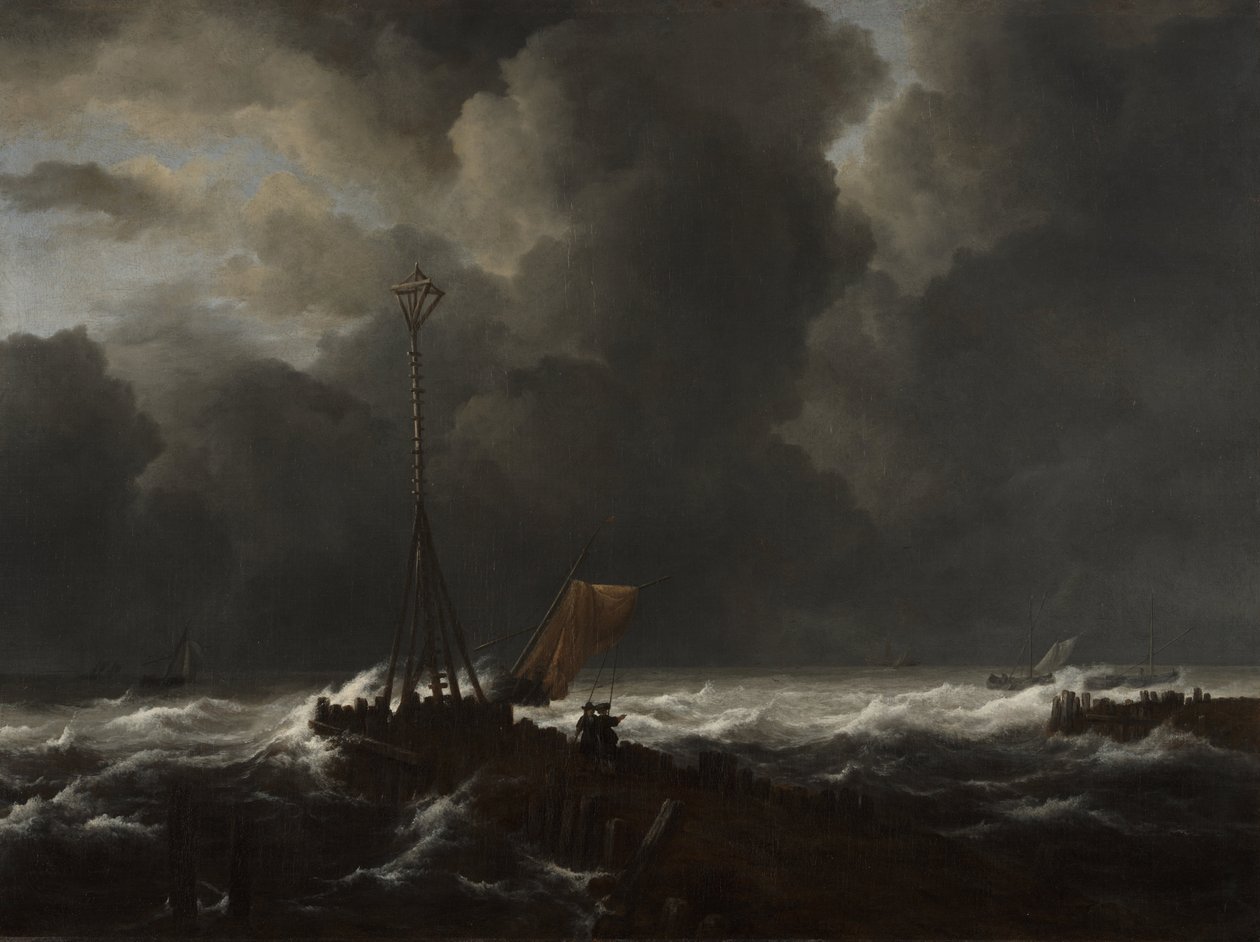 Rough Sea at a brygge av Jacob van Ruisdael