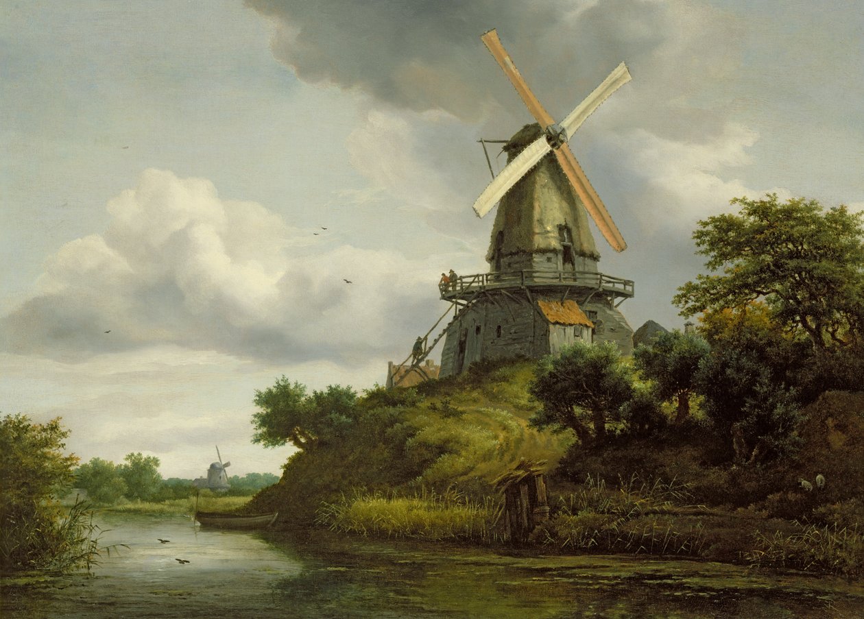 Vindmølle ved en elv av Jacob van Ruisdael