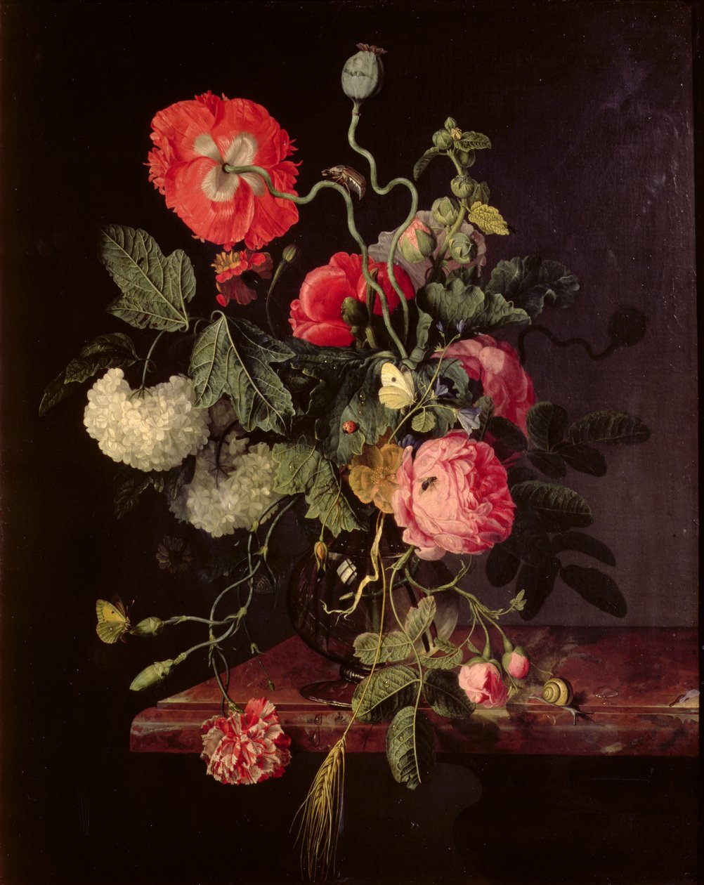 Blomster i en glassvase, 1667 av Jacob van Walscapelle